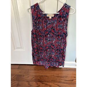 Michael Kors Red and Blue Sleeveless Blouse